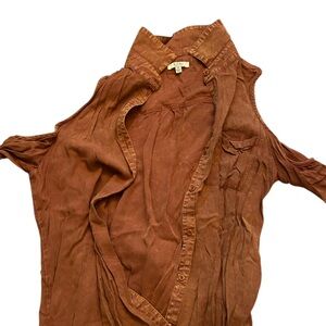 Women's Brown Button-Up Top